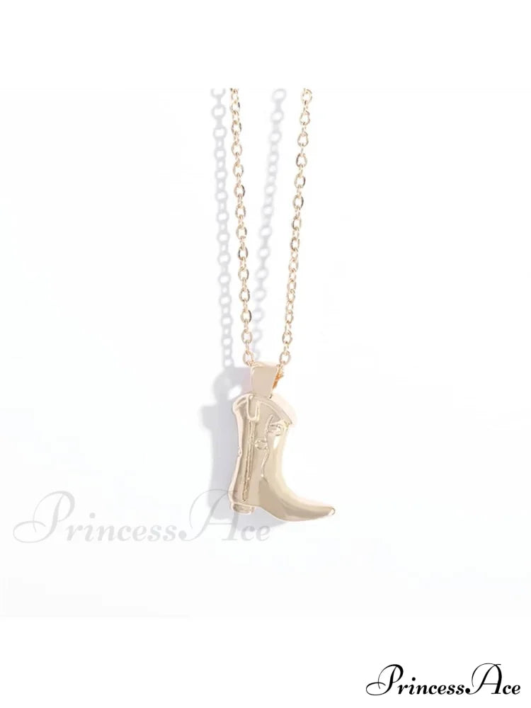 1pc Retro Punk Style Western Cowboy Boot Shaped Pendant Necklace,