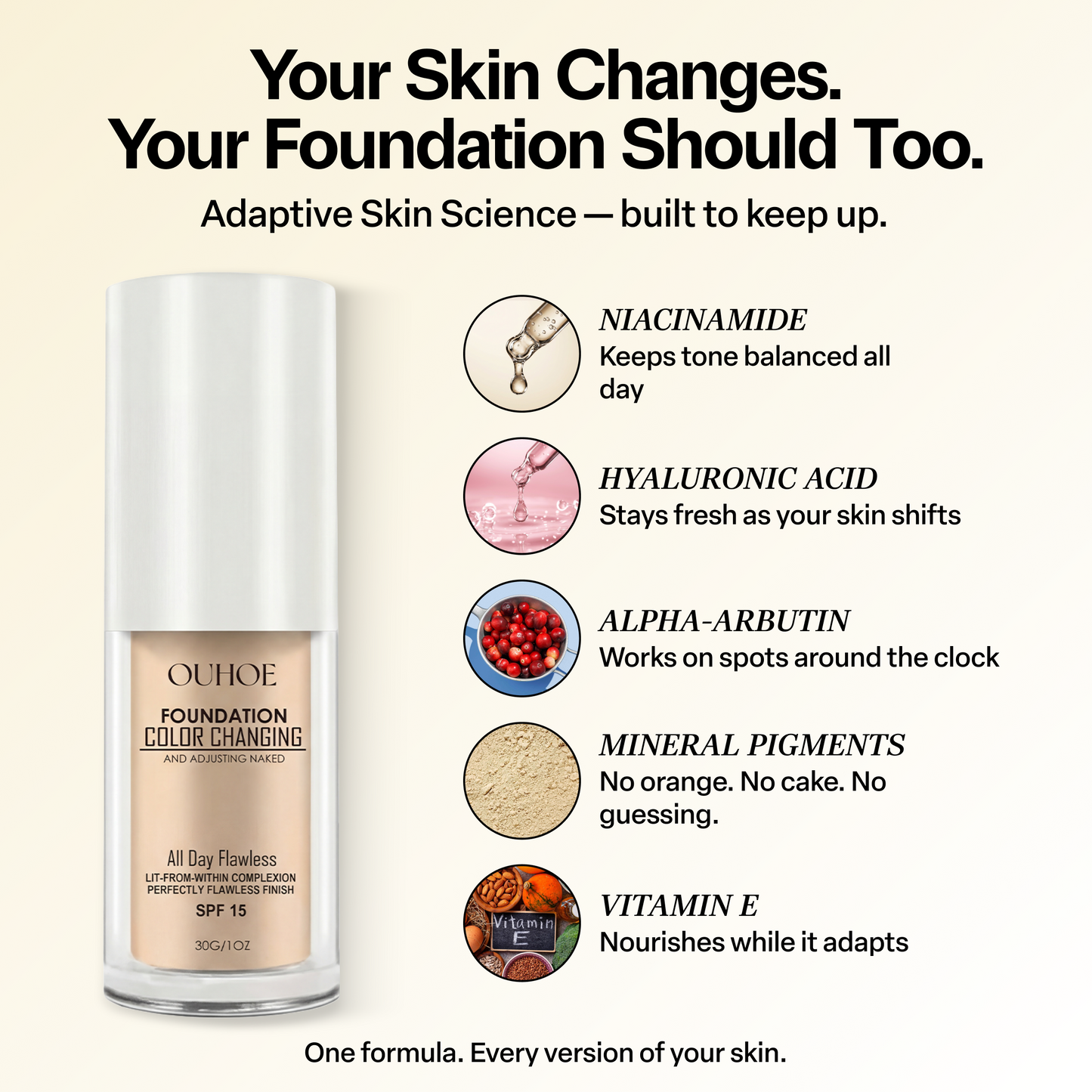 Color changing foundation