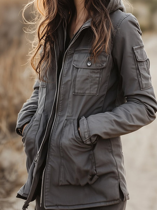 (clearance)Vintage Casual Windproof Multi-pocket Work Jacket